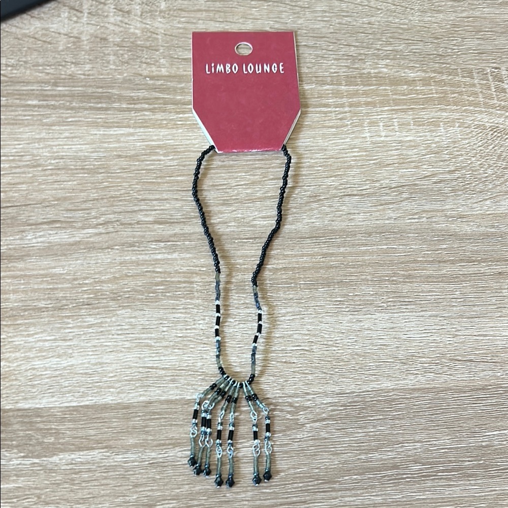 Black and Silver Tribal-Inspired Necklace with Fringe